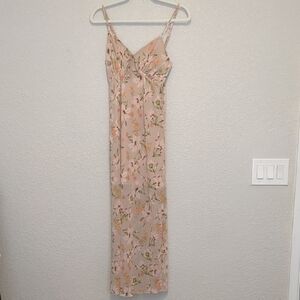 No Comment cream floral print sleeveless v neck maxi dress